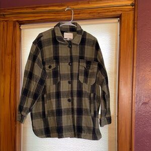 Lucky Brand Navy and Beige Plaid Shirt